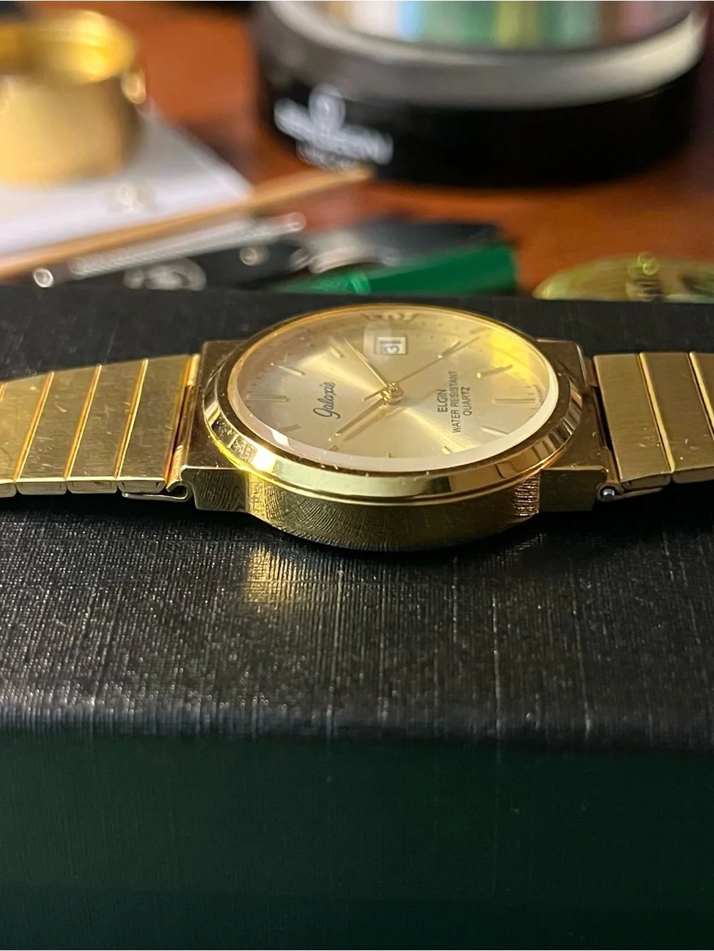 Women’s watch: Galaxie Gold-Tone Quartz Watch -by Elgin